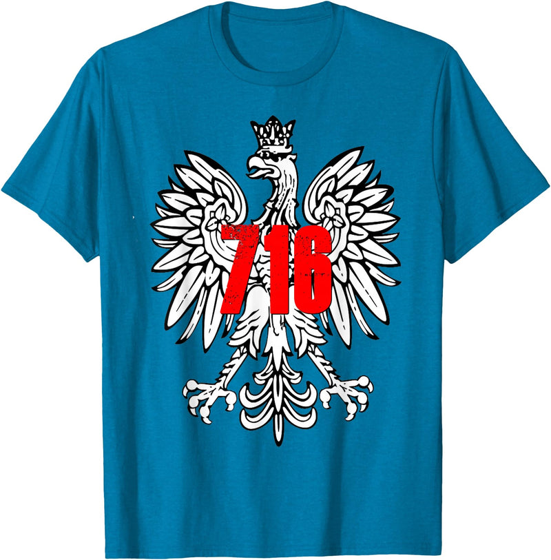 Polish Pride Buffalo Dyngus Day Shirt Polish Falcon Eagle 716 Buffalo NY New York T-Shirt - Sapphire Blue