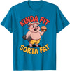 Funny Fitness Humor Food Lifestyle Merch. Kinda Fit Sorta Fat Funny Workout Burger Pig Gym T-Shirt - Sapphire Blue