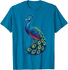 Peacock Peafowl Colorful Bird Peacock Illustration T-Shirt - Sapphire Blue