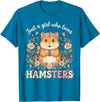 Just a Girl Who Loves Hamsters Cute Floral Pet Aesthetic T-Shirt - Sapphire Blue