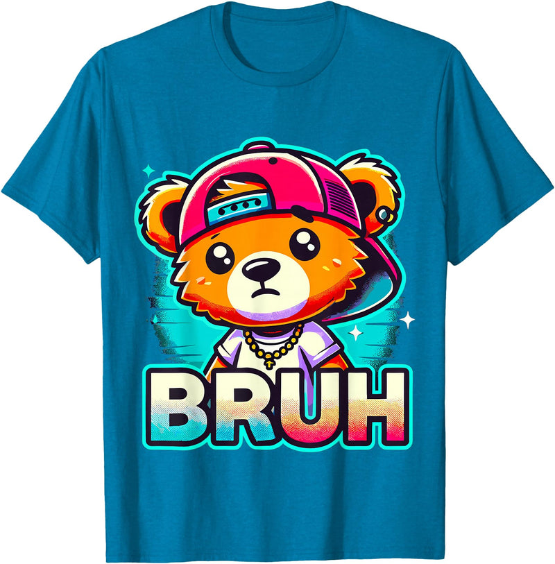 Magical and Funny Teddybear Gifts Hip Hop Teddy Bear Bruh T-Shirt - Sapphire Blue