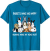 Rabbits Make Me Happy Humans Make My Head Hurt Funny T-Shirt in Sapphire Blue