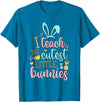 Easter Teacher Bunny Ears Basket Eggs Rabbit Happy Easter T-Shirt in Sapphire Blue