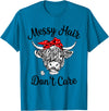 Highland Cow Cattle Bandana Messy Hair Women Girls Scottish Highland Cow Cattle Bandana Messy Hair Don't Care T-Shirt -
