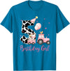 Milk Cow Print 5 Year Old Girl Birthday Gift 5th Birthday Outfit Girl 5 Year Old Farm Cow Chick Tractor T-Shirt - Sapphire
