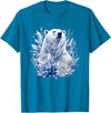 Arctic Polar Bear Crystal Flowers Nature Majestic Arctic Polar Bear with Ice Flowers Fantasy T-Shirt - Sapphire Blue