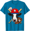 Wowsome! Cow Baseball Cow Lovers Baseball Player T-Shirt - Sapphire Blue