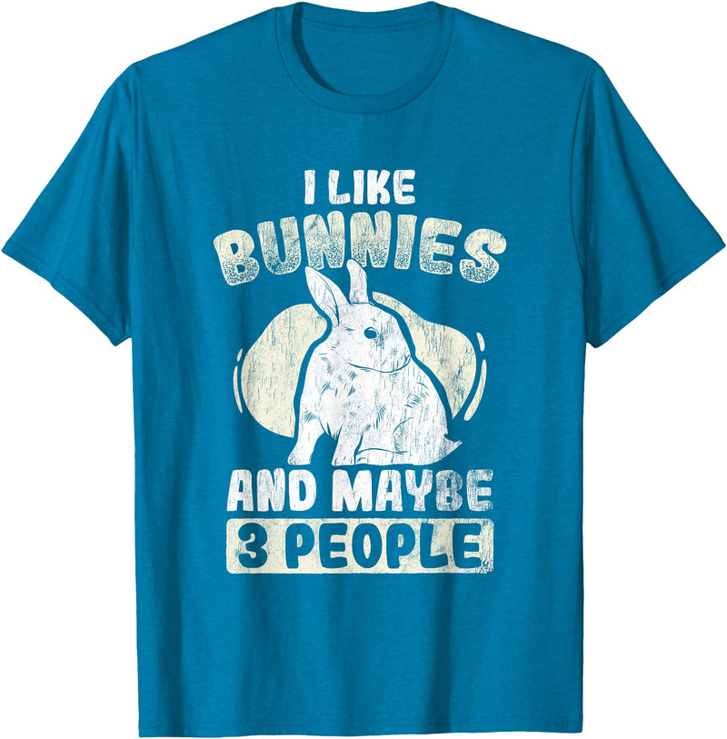 Like Rabbits and 3 People Cute Rabbit Lovers Bunny T-Shirt in Sapphire Blue