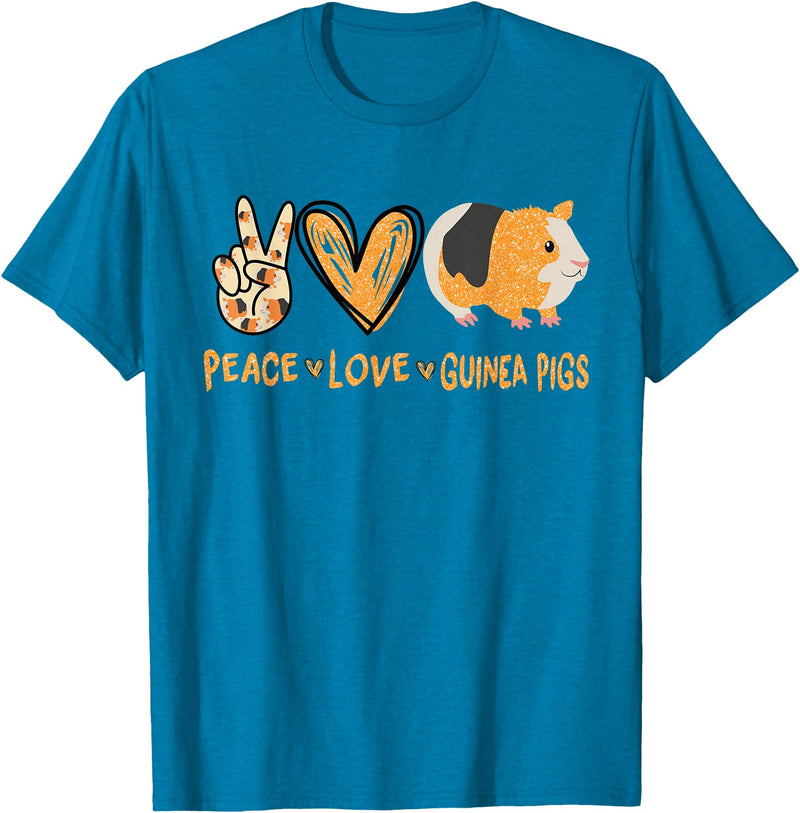Funny Guinea Pig Lover Peace Love Guinea Pigs Cute Guinea Pig Lover T-Shirt - Sapphire Blue