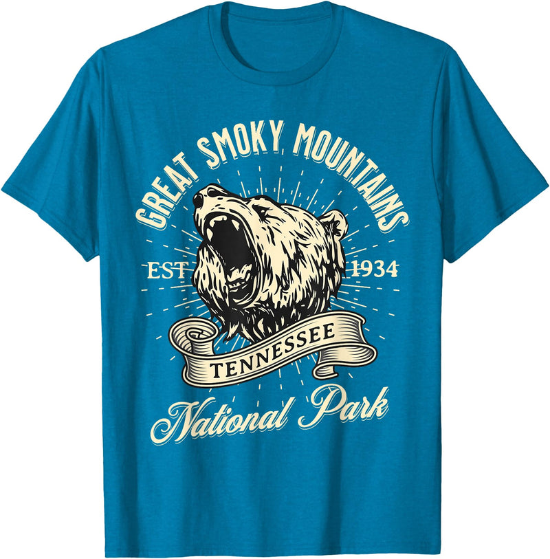Great Smoky Mountains National Park Tennessee USA Great Smoky Mountains National Park Tennessee Bear Hike T-Shirt - Sapphire Blue