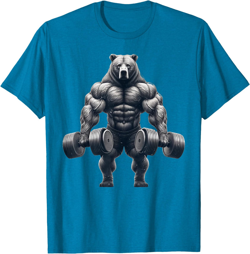 Bear Powerlifting Weightlifting Gym Apparel Bear Powerlifting Weightlifting Gym Workout T-Shirt - Sapphire Blue