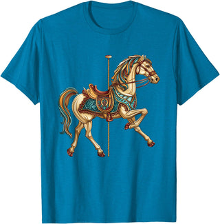 Carnival Carousel Horse Carousel Unicorn Designs Carnival Carousel Horse Carousel Unicorn T-Shirt - Sapphire Blue