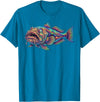 Abstract Ocean Art Stargazer Fish Deep Sea Aquarium Bottom Dweller T-Shirt - Sapphire Blue