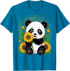 Panda Lover Gift Co. Panda Bear with Sunflowers, Panda Bear T-Shirt - Sapphire Blue
