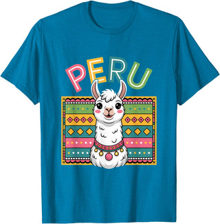 Peru Flag Peruvian Roots Peru Llama Peruvian Roots Peru Heritage T-Shirt - Sapphire Blue