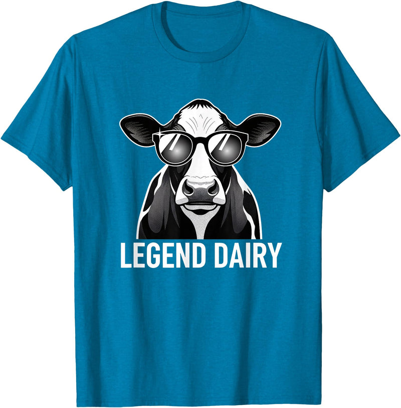 Farmstead Legends Legend Dairy, Cool Cow with Sunglasses T-Shirt - Sapphire Blue