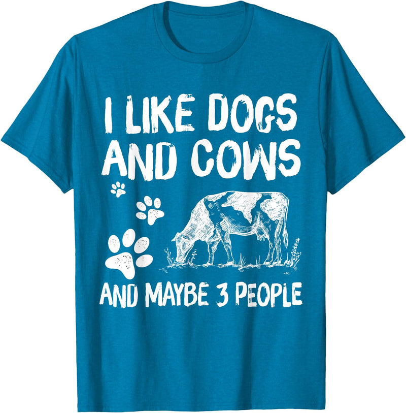 I like cows and dogs and maybe 3 people cow lover T-Shirt - Sapphire Blue