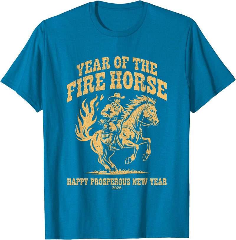 FireHorse Fest Year of The Fire Horse 2026 Western T-Shirt - Sapphire Blue
