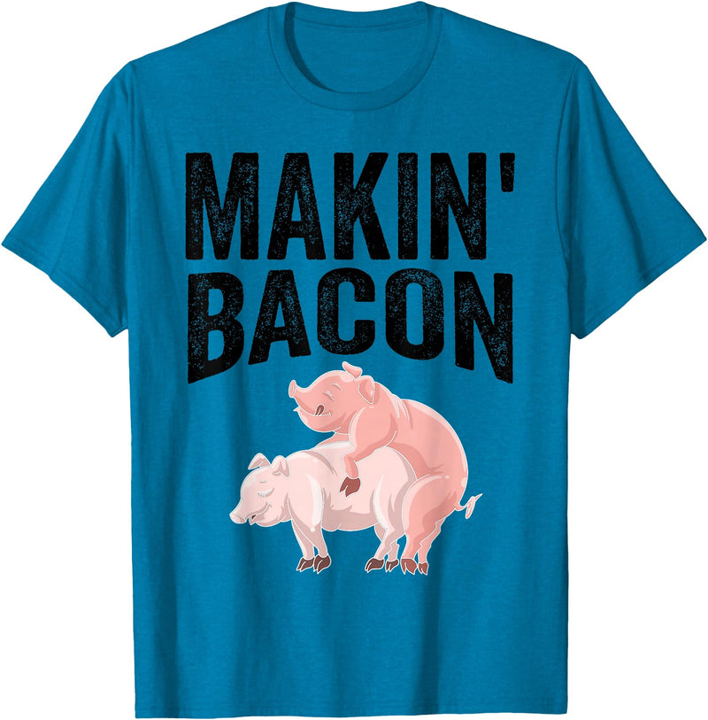Cute Smoked Pork Lover Adult Humor Joke Designs Funny Making Bacon Gift For Men Women Cool Pig Bacon Joke T-Shirt - Sapphire Blue