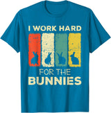 I Work Hard for the Bunnies Bunny T-Shirt in Sapphire Blue