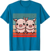 Cute Sibling Baby Little Pink Pig Sister Animal Pig Lovers T-Shirt - Sapphire Blue