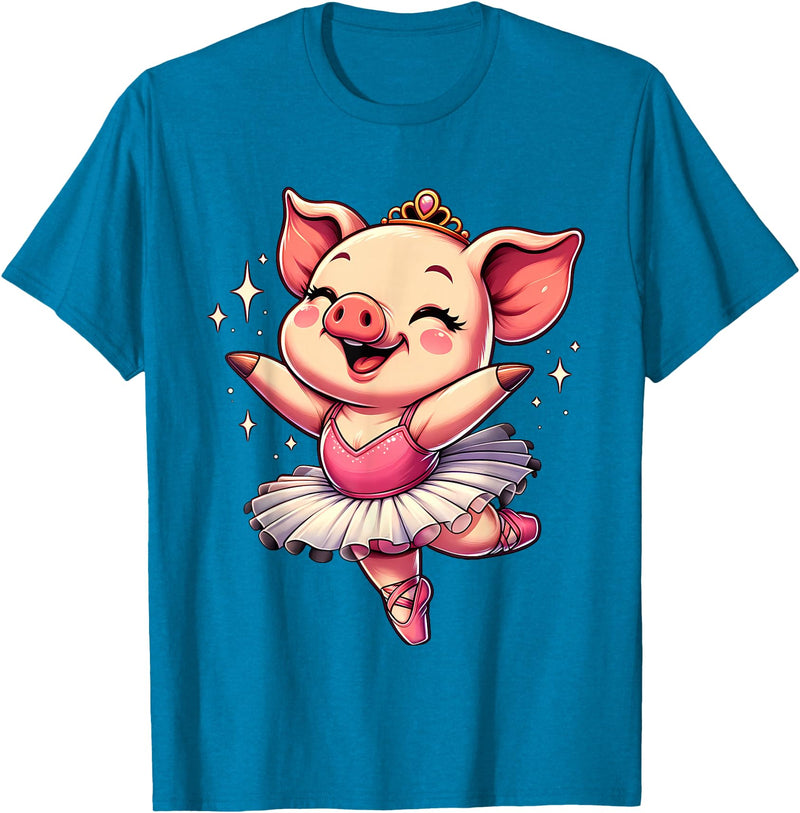 Pig Ballet Dancer Ballerina Pig Dancing T-Shirt - Sapphire Blue