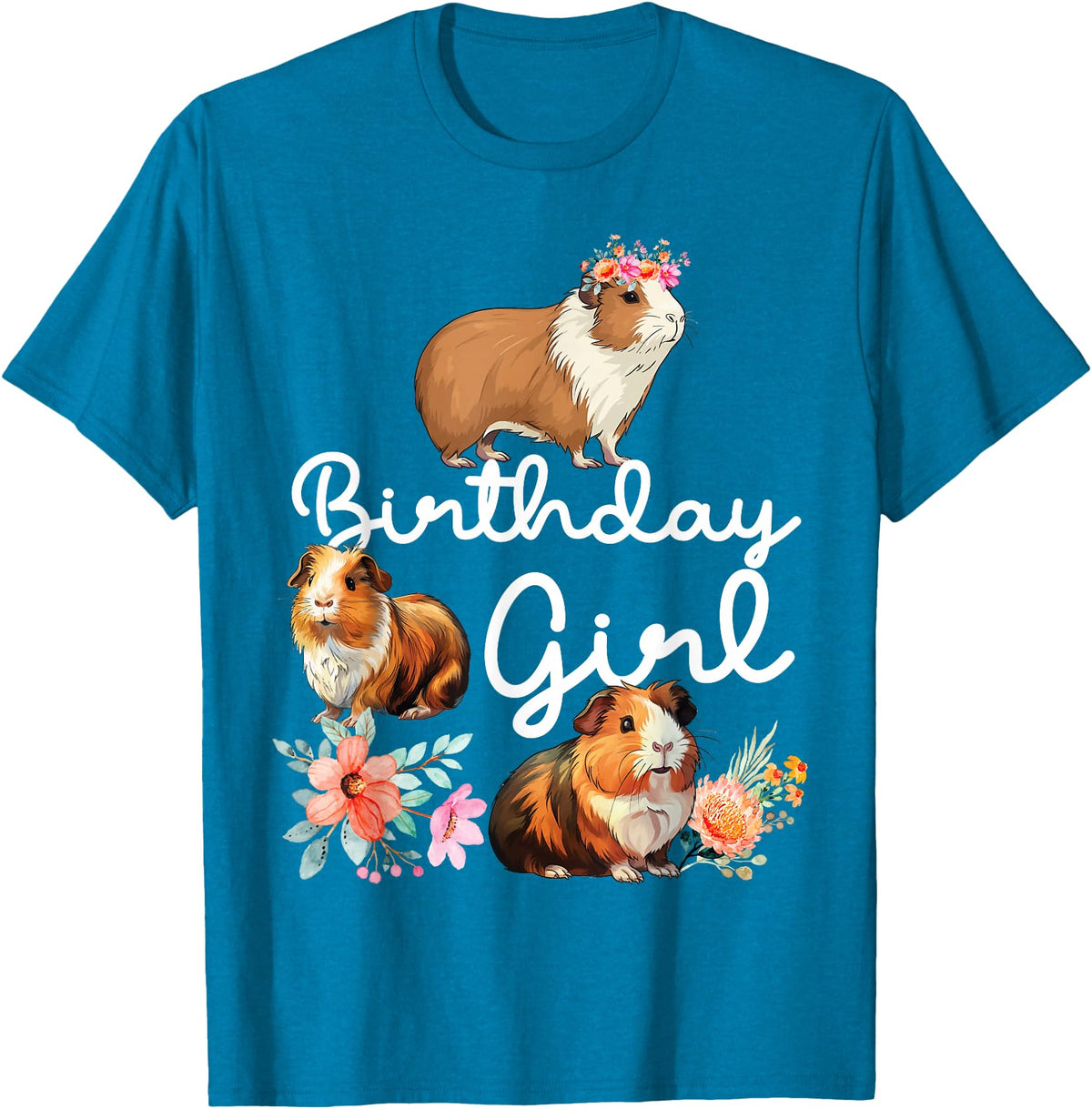 Cute Guinea Pig Lover HS0 Guinea Pig Birthday Girl T-Shirt - Sapphire Blue