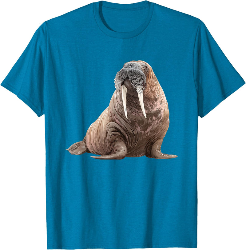 Walrus Designs. Walrus Seal Sea Lion Graphic T-Shirt - Sapphire Blue