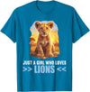 Lions Lion Lovers Shop Just a Girl who loves Lions Lion T-Shirt - Sapphire Blue