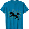 NickerStickers Leaping Arabian Horse with Pretty Flourish T-Shirt - Sapphire Blue