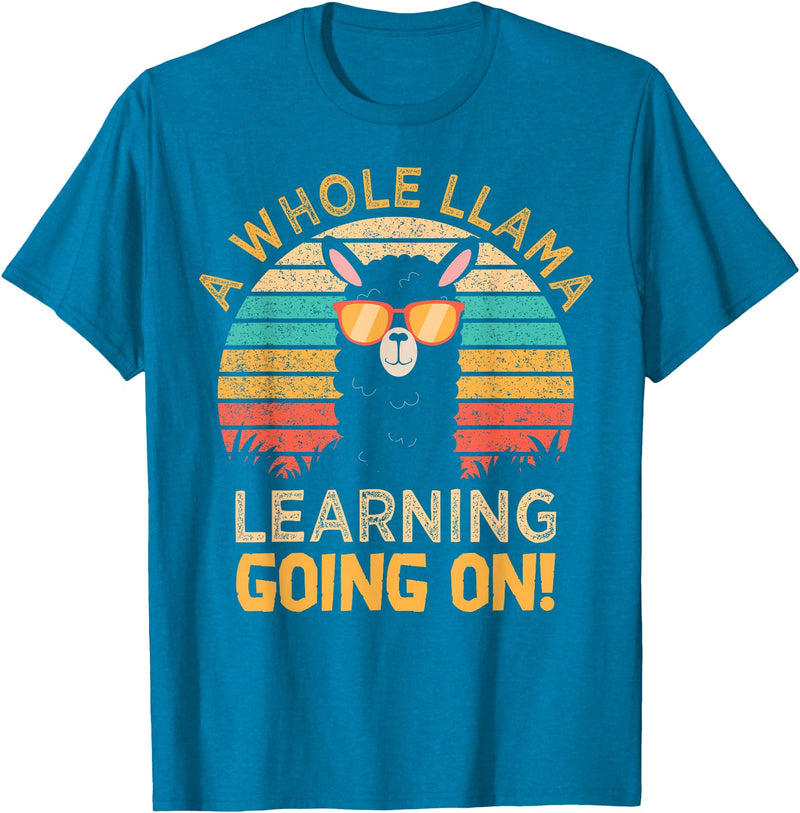Students & Teachers Designs. A Whole Llama Learning Going on! Students and Teachers T-Shirt - Sapphire Blue