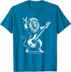 Funny Guitar Lion Lovers Costume for Guitarist Rock n Roll Lion Playing Guitar Funny Men Women Lion T-Shirt - Sapphire Blue