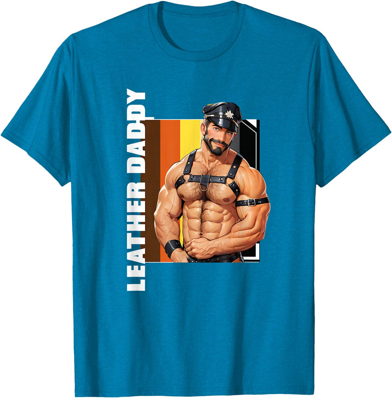 Vintage Gay Bear Pride & Dom Queer Top Retro Gay Daddy Leather Gay Biker - Bear Bearded Gay Pride T-Shirt - Sapphire Blue