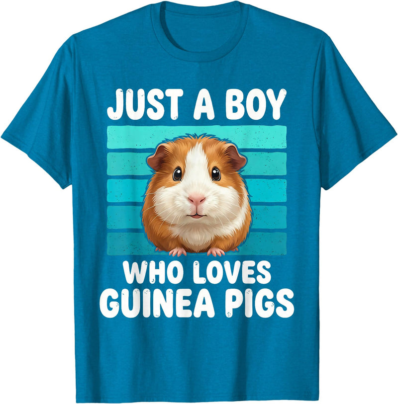 Cute Guinea Pig Stuff Accessories & Gifts Just a Boy Who Loves Guinea Pig Funny Guinea Pig Kids Boys T-Shirt - Sapphire Blue