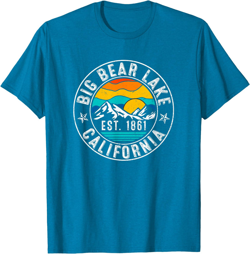 Vintage Style Big Bear Lake Retro 70s 80s Big Bear Lake California CA T-Shirt - Sapphire Blue