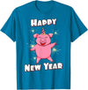 Funny New Year Outfit & New Year Gift Happy New Year Piggy Pig New Year Eve T-Shirt - Sapphire Blue