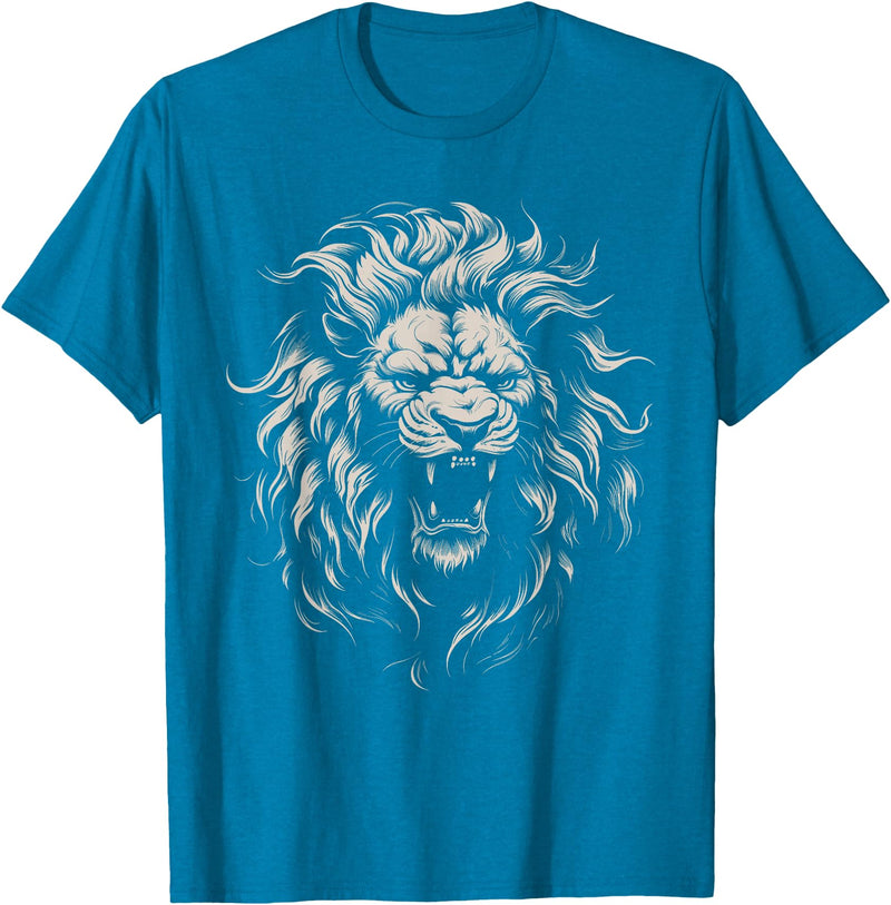 black animals art Lion Roar Head Art face for Lovers Lions King African Animal T-Shirt - Sapphire Blue