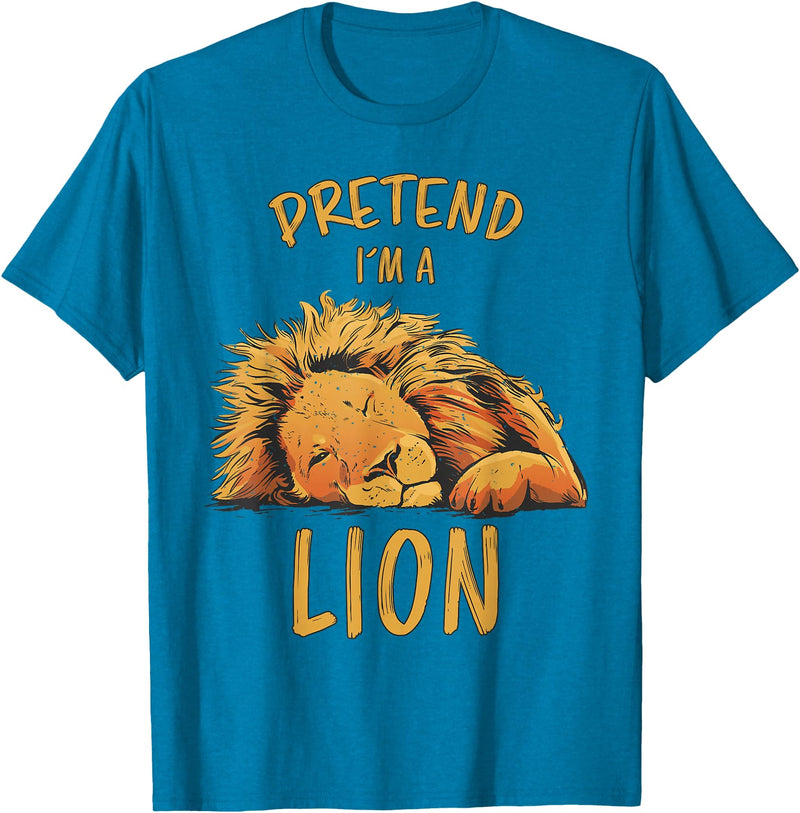 Funny Lions Zoo Safari Sleeping Lion Design Pretend Im A Lion Design Lion Sleeping Zoo Safari Lions T-Shirt - Sapphire Blue