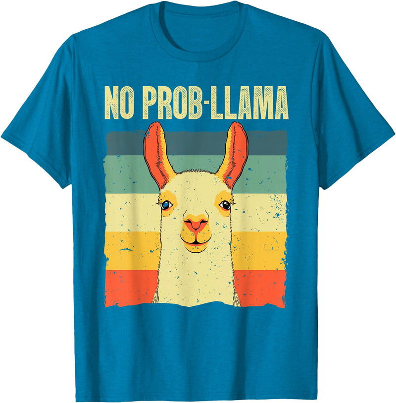 Funny Llama Gift Llama Lover Accessories & Stuff Cool Llama for Men Women No Prob Llama Alpaca Farming Animal T-Shirt - Sapphire Blue