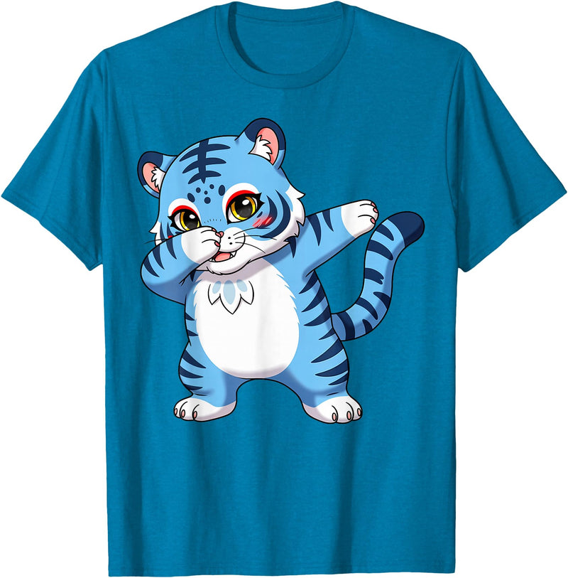 generic Funny Cartoon Korean Tiger for Youth Toddler Kids Boys Girls T-Shirt - Sapphire Blue