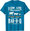 Smoking Barbecue BBQ Chef Gifts A Cow A Pig And A Chicken Walk Into A Bar B Q The End BBQ T-Shirt - Sapphire Blue