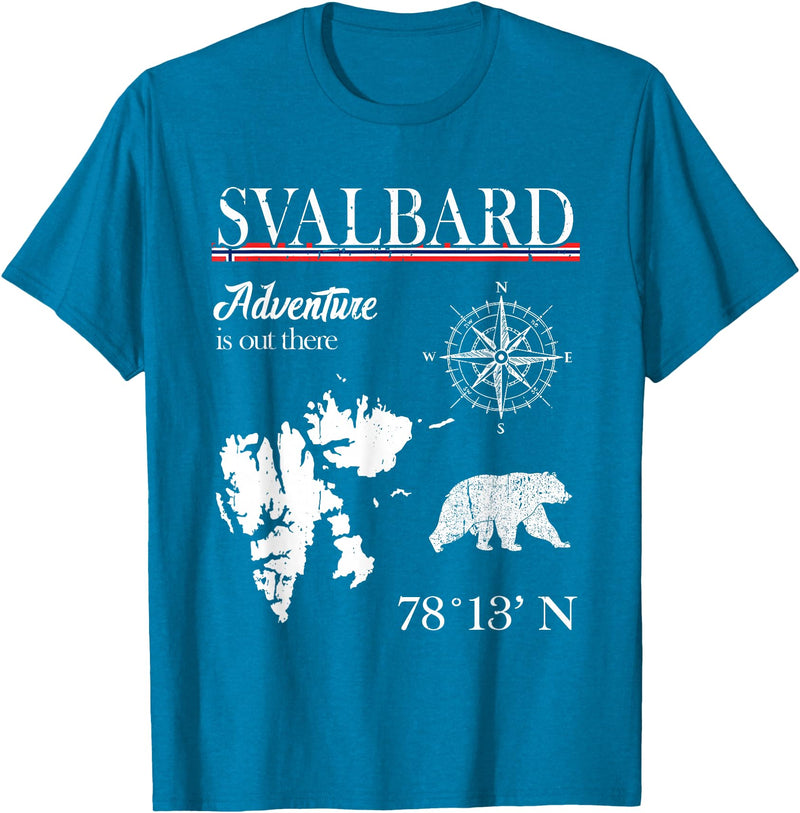 Spitsbergen Norway Scandinavia Travel Nordic Bear Svalbard - Adventure Is Out There - Norway Norwegian Flag T-Shirt - Sapphire Blue