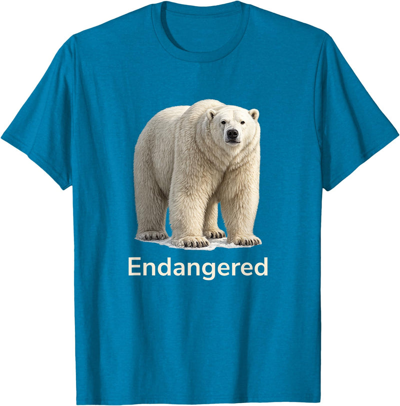 Endangered Animal Species Apparel Company Polar Bear Endangered Animal Species T-Shirt - Sapphire Blue