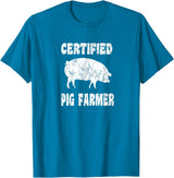 Pig Gifts for Men Women Boys Girls Toddlers by RJ - Unisex Adults Black Cotton 65% Polyester 35% Modern Animal Print Crew Neck Short Sleeve T-Shirt - Small - Office, Work - Casual - 1 Count - Sapphire Blue