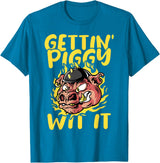 Funny Pig Roast BBQ Gifts Pork Rub Barbecue Lover Pig Roast Barbecue Getting Piggy Wit It BBQ T-Shirt - Sapphire Blue