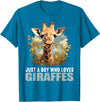 Giraffes Giraffe Lovers Shop Just a Boy who loves Giraffes. Giraffes Giraffe T-Shirt - Sapphire Blue