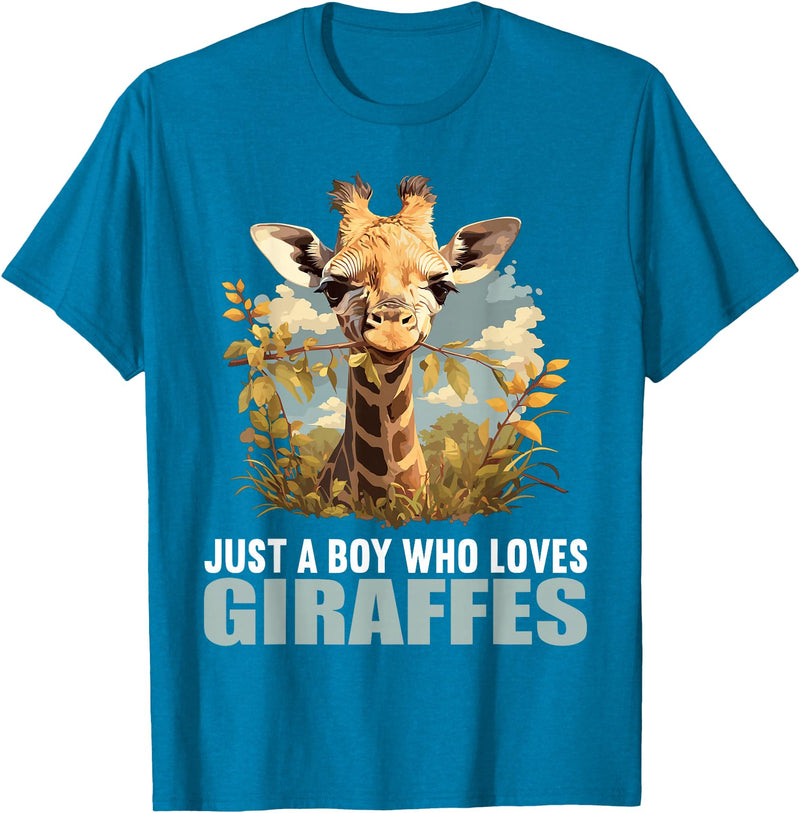 Giraffes Giraffe Lovers Shop Just a Boy who loves Giraffes. Giraffes Giraffe T-Shirt - Sapphire Blue