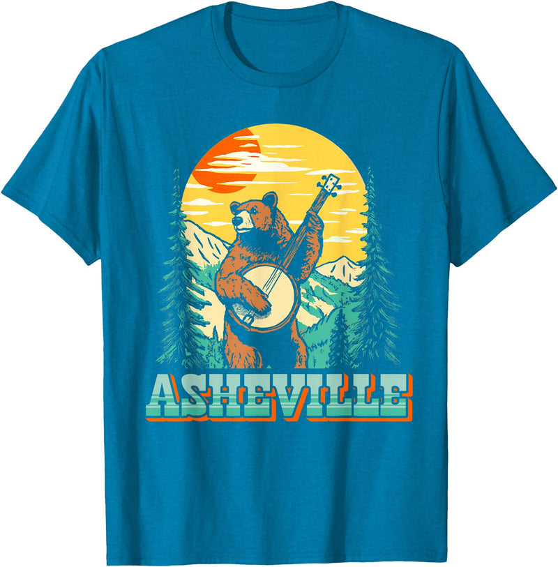 The Thrift Garage Asheville North Carolina Banjo Bear Vintage Nature T-Shirt - Sapphire Blue