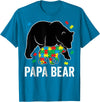 Autism Awareness Neurodiversity Support Apparel Papa Bear Autism Awareness Puzzle Neurodiversity Support T-Shirt - Sapphire Blue
