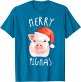 Guinea Pig Christmas T-Shirt Christmas Pig T-Shirt Kids Gift Merry Pigmas T-Shirt - Sapphire Blue